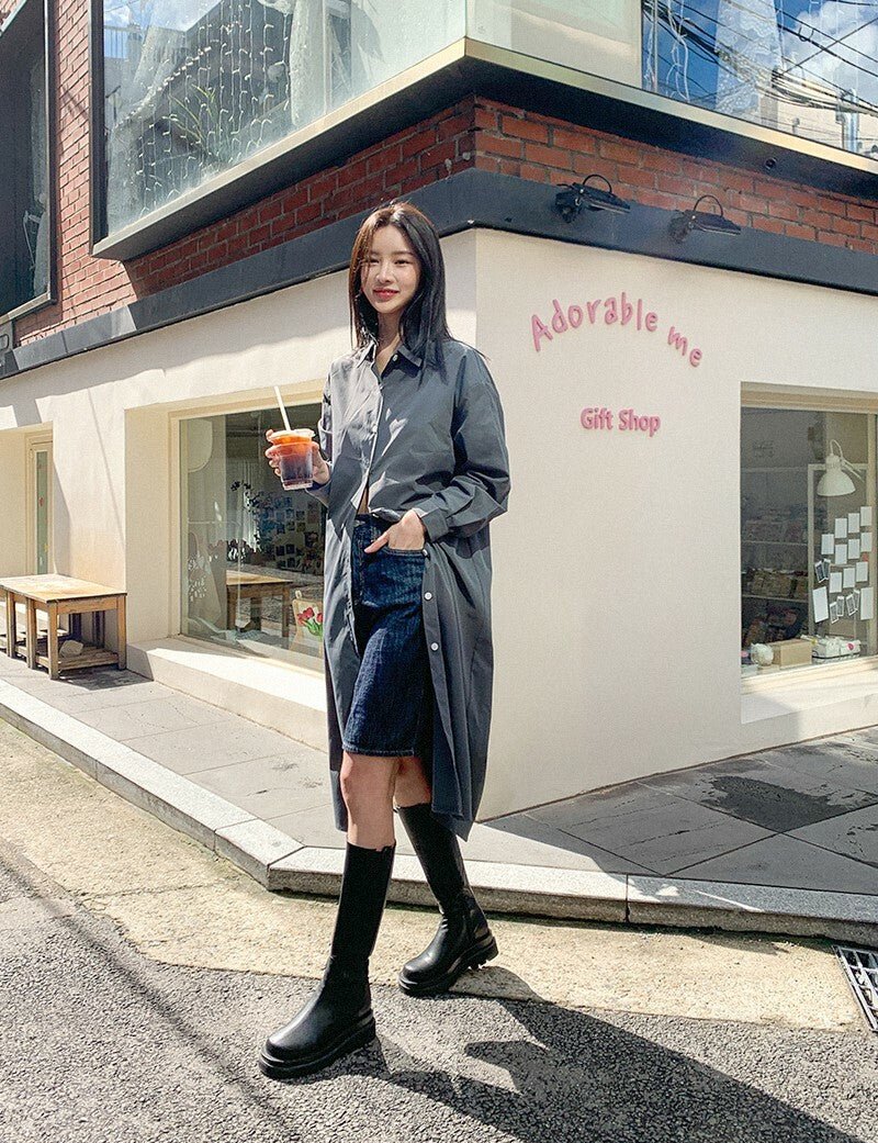 (現貨) MUAHMUAH SHIRT LONG ONE-PIECE - MUSH21306