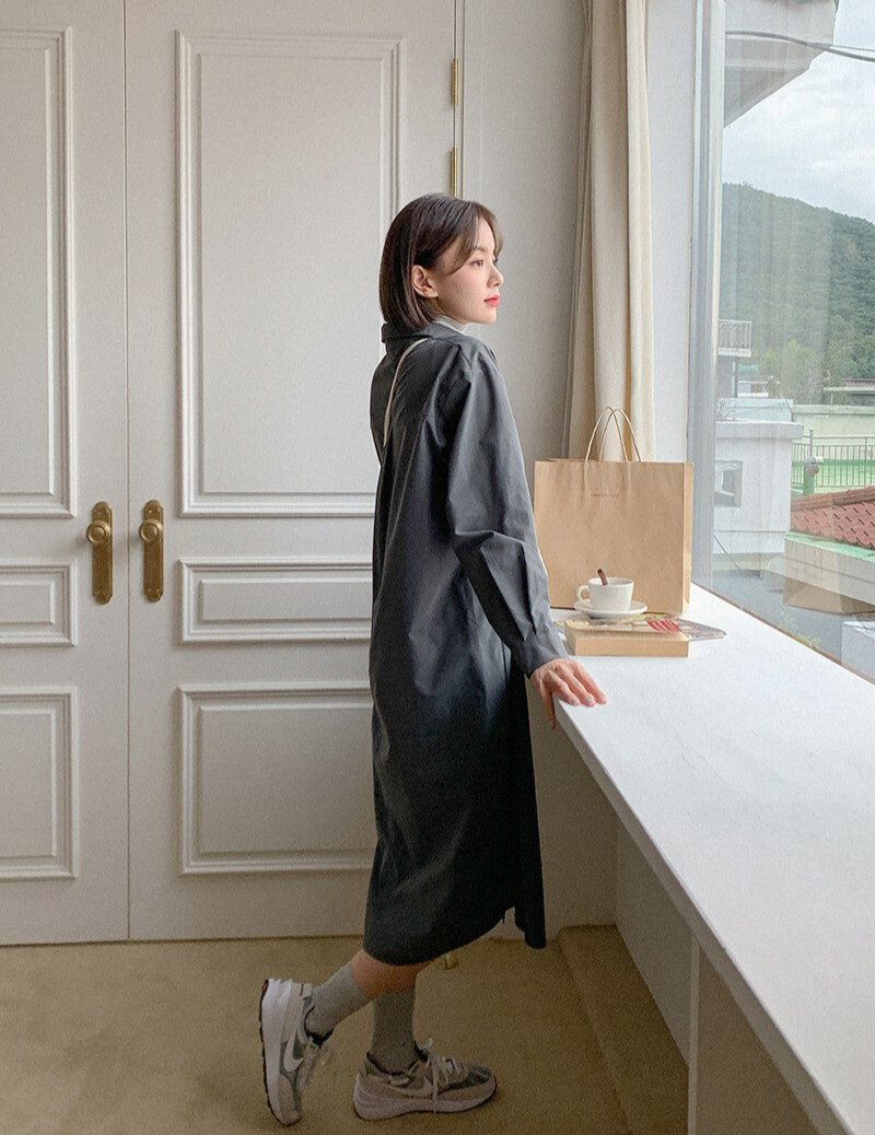 (現貨) MUAHMUAH SHIRT LONG ONE-PIECE - MUSH21306