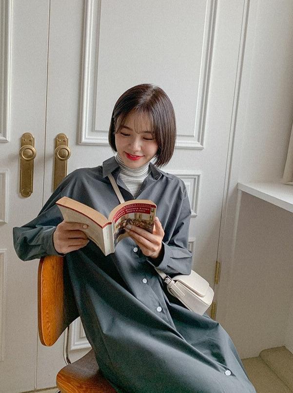 (現貨) MUAHMUAH SHIRT LONG ONE-PIECE - MUSH21306