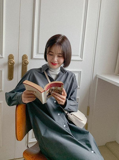 (現貨) MUAHMUAH SHIRT LONG ONE-PIECE - MUSH21306