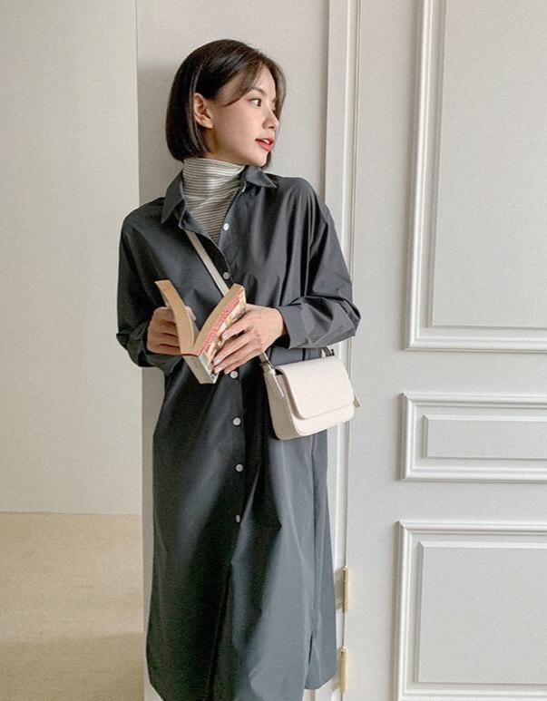 (現貨) MUAHMUAH SHIRT LONG ONE-PIECE - MUSH21306