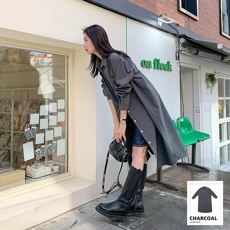 (現貨) MUAHMUAH SHIRT LONG ONE-PIECE - MUSH21306