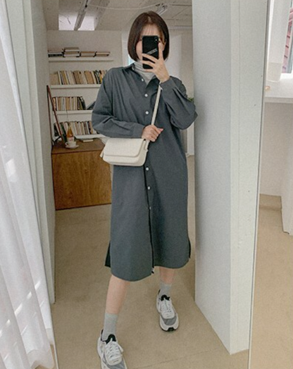 (現貨) MUAHMUAH SHIRT LONG ONE-PIECE - MUSH21306