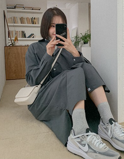 (現貨) MUAHMUAH SHIRT LONG ONE-PIECE - MUSH21306