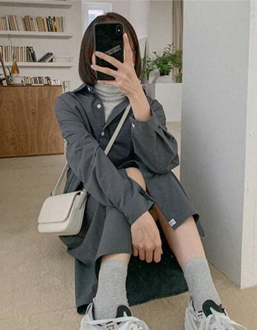 (現貨) MUAHMUAH SHIRT LONG ONE-PIECE - MUSH21306