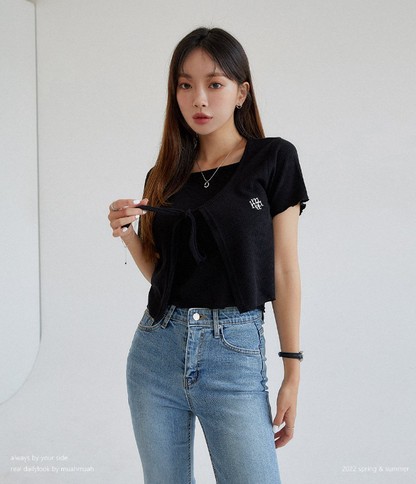 (現貨) MUAHMUAH LOGO SLEEVELESS HALF CARDIGAN 背心連外套 - MUT22063