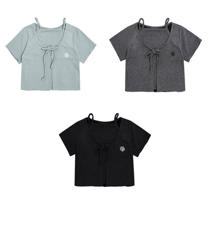 (現貨) MUAHMUAH LOGO SLEEVELESS HALF CARDIGAN 背心連外套 - MUT22063