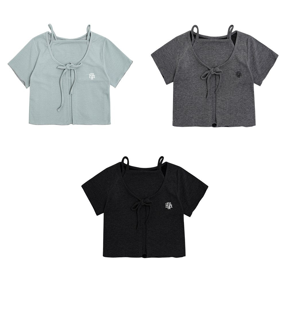 (現貨) MUAHMUAH LOGO SLEEVELESS HALF CARDIGAN 背心連外套 - MUT22063