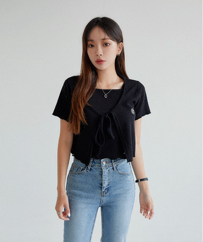 (現貨) MUAHMUAH LOGO SLEEVELESS HALF CARDIGAN 背心連外套 - MUT22063