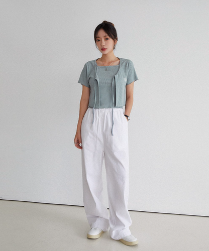 (現貨) MUAHMUAH LOGO SLEEVELESS HALF CARDIGAN 背心連外套 - MUT22063