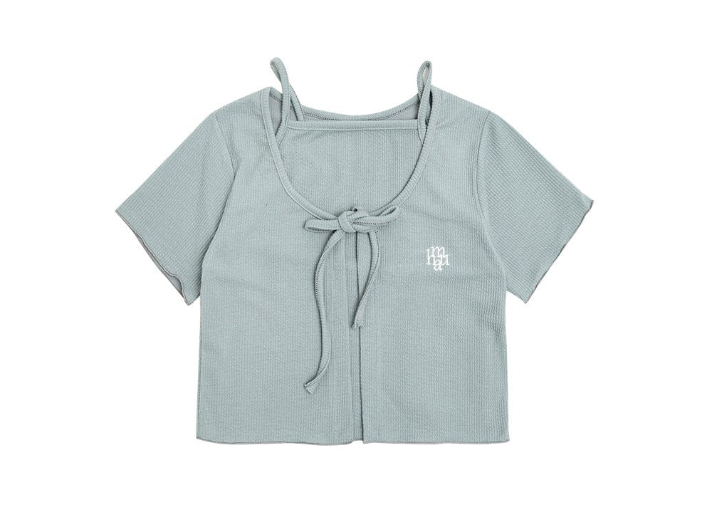 (現貨) MUAHMUAH LOGO SLEEVELESS HALF CARDIGAN 背心連外套 - MUT22063