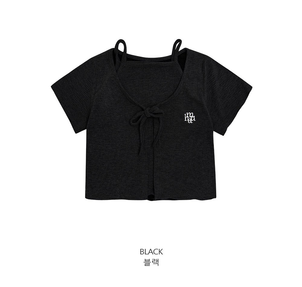 (現貨) MUAHMUAH LOGO SLEEVELESS HALF CARDIGAN 背心連外套 - MUT22063